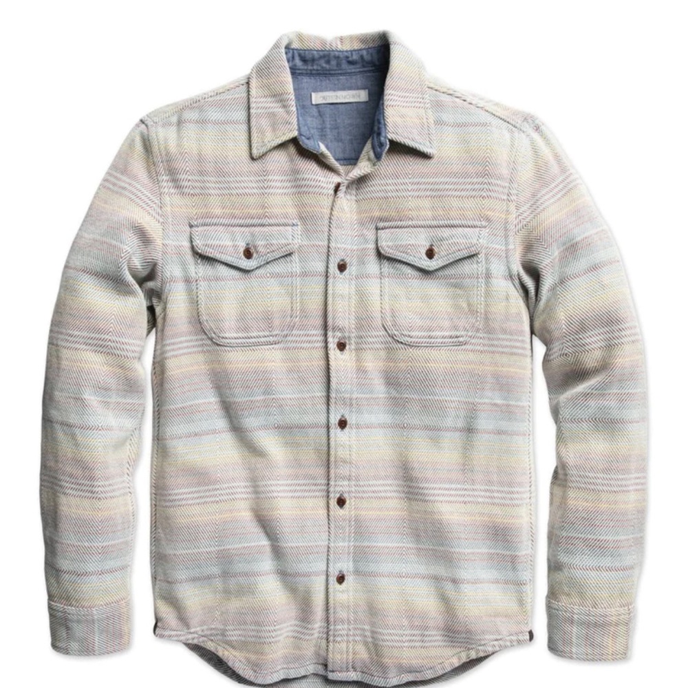 OUTERKNOWN Blanket Shirt R/$148 Color / Sunrise Mojave Stripe EUC NWT